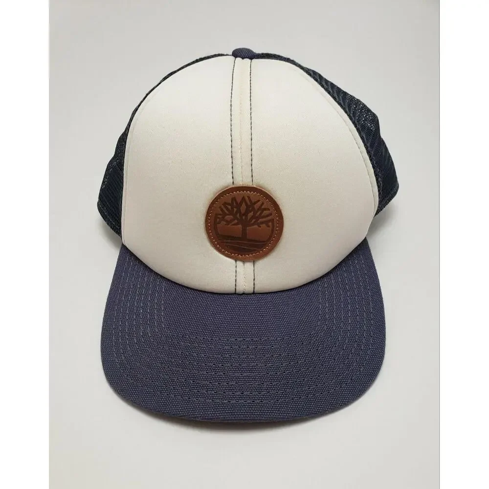 Mens Timberland Snapback Adjustable‎ Hat Baseball Cap Mesh Back White Blue